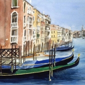 Attente des Gondoles sur le Grand Canal