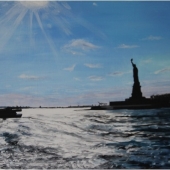Statue de la liberté à contre-jour